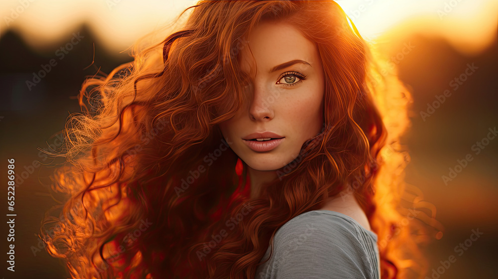portrait of a gorgeous ginger hair woman