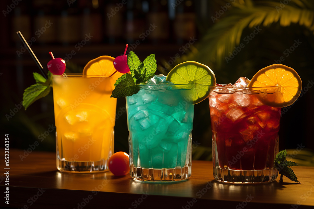Refreshing cocktails and tropical drinks