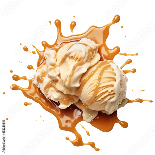 Caramel Ice Cream, transparent background, isolated image, generative AI
