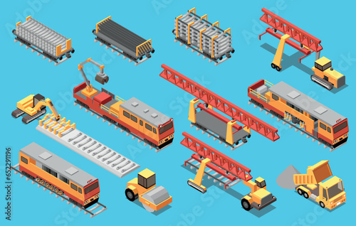 Fototapeta Naklejka Na Ścianę i Meble -  Railroad Building Machinery Set