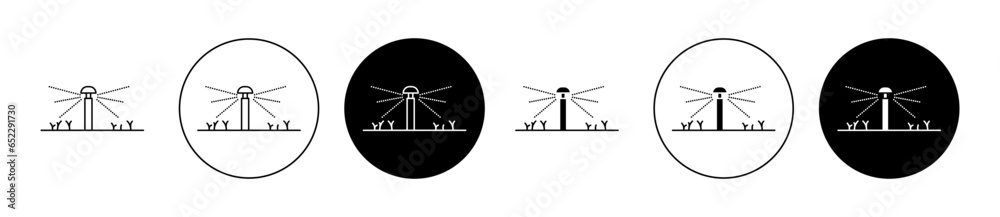 Lawn Sprinkler icon set in black filled and outlined style. suitable for UI designs