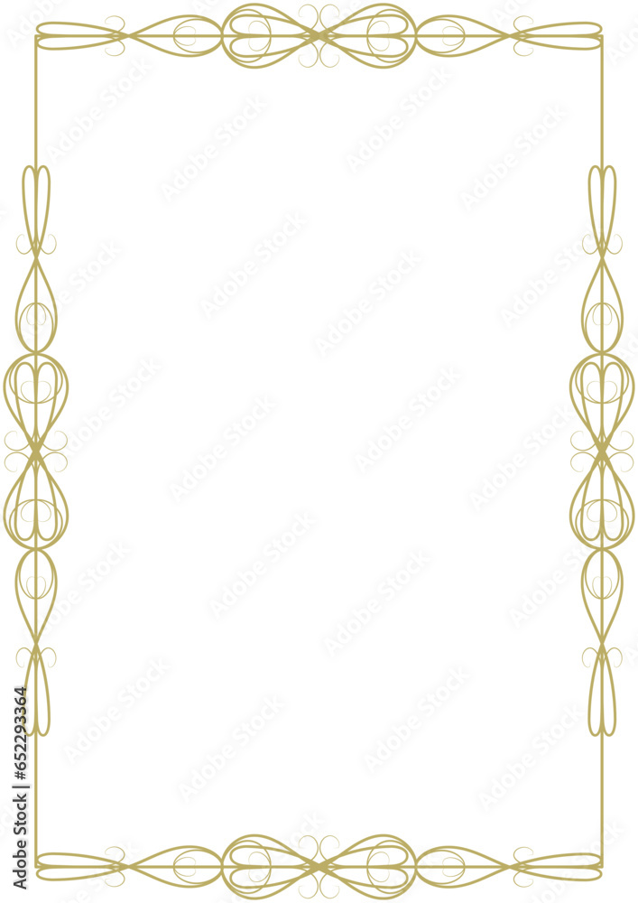 Vintage gold frame with original elegant ornament. Format - A4. Cover, background. Vector illustration