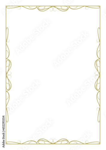 Vintage gold frame with elegant half-decoration. Format - A4. Cover, background. Vector illustration