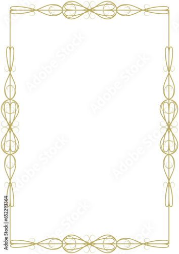 Vintage gold frame with original elegant ornament. Format - A4. Cover, background. Vector illustration
