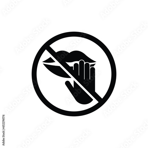 do not  touch lips  icon. forbidden sign hand touch lips. epidemic   