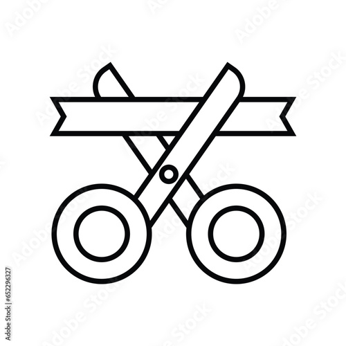scissors cut ribbon icon vector