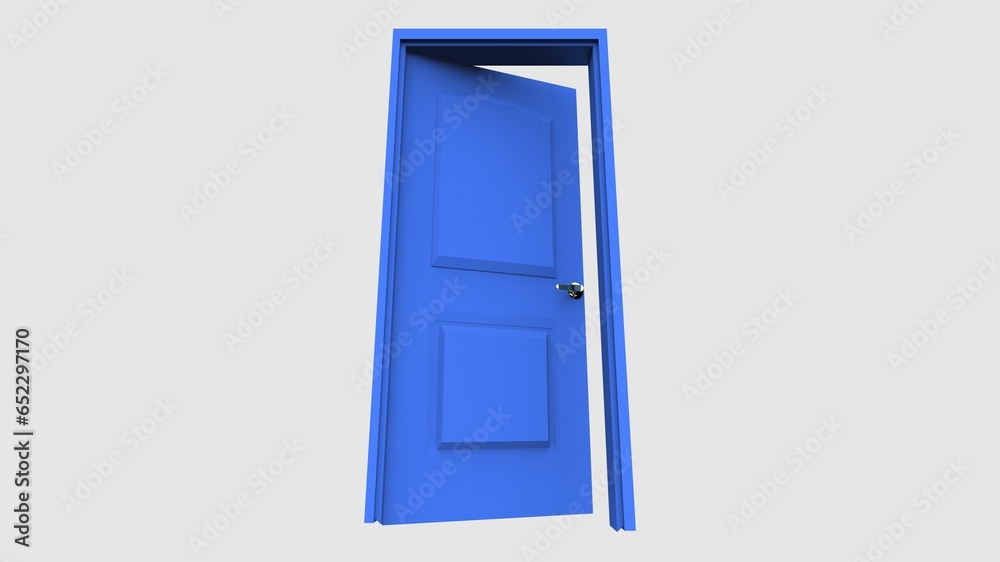 isolated door illustration 3d rendering