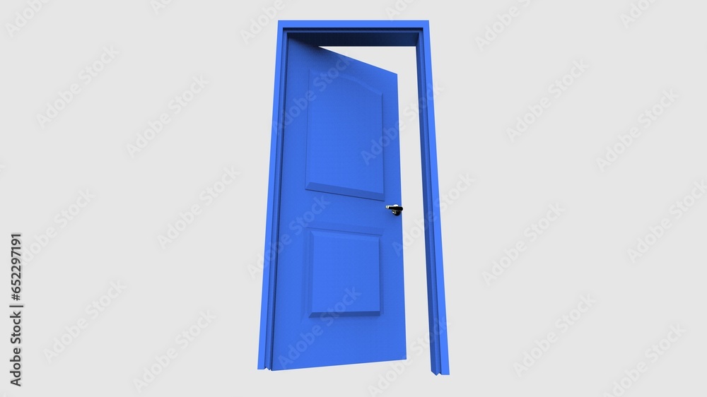 isolated door illustration 3d rendering