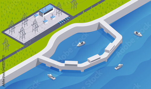 Hydroelectric Station Causeway Composition