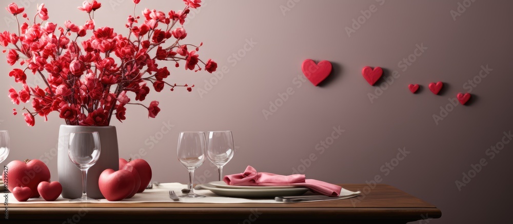 Valentine s Day themed dining room table with a beautiful setting