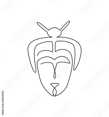 Japan fighter, commander, shogun, male. Continuous line, monoline. Line art, sketch, artistic drawing. Great for logos, icons, emblems, stickers.