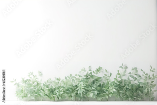 Green plants and leaves wallpaper on white background