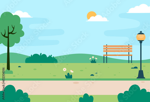 Flat design of park landscape vector illustration