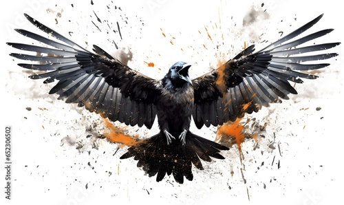 Slika na platnu Black crow watercolor painting, generative ai.