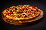 Pizza on table with fresh ingredients, generative ai