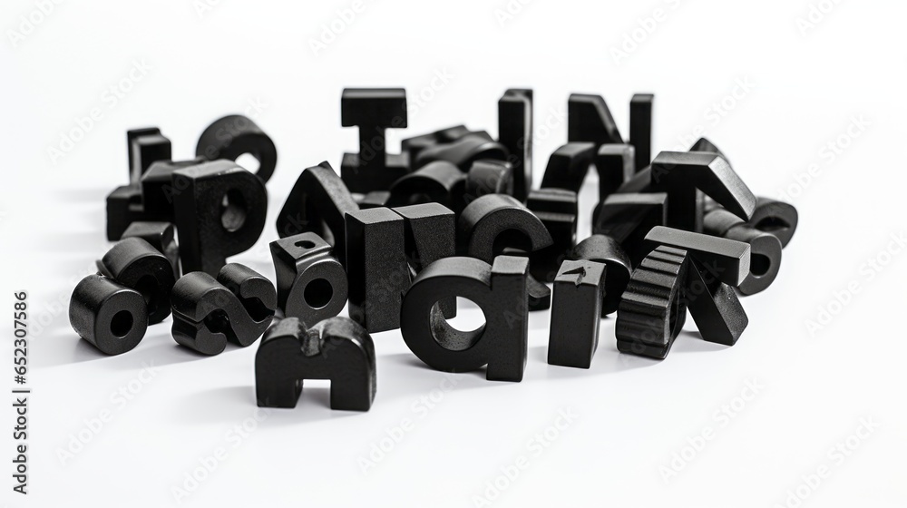 Obraz premium The letters are chaotic. Black and white abstract background
