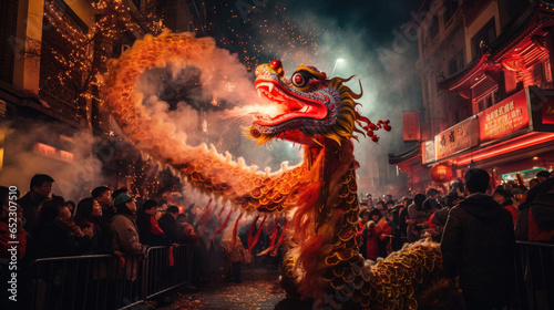 Chinese New Year (China) - A major traditional Chinese festival marked by dragon dances and fireworks © Sasint