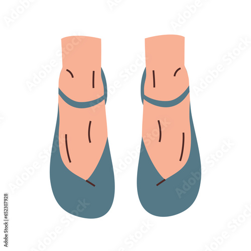 Barefoot shoes icon, casual ballet flats, Mary Jane pumps, vector doodle illustration of minimalist women footwear, trendy healthy shoes with wide toe box, human feet, doll shoes or bar shoes