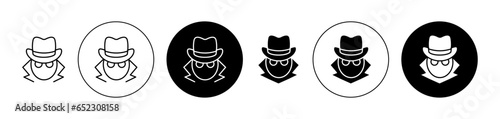 Spy vector icon set in black color. Suitable for apps and website UI designs photo