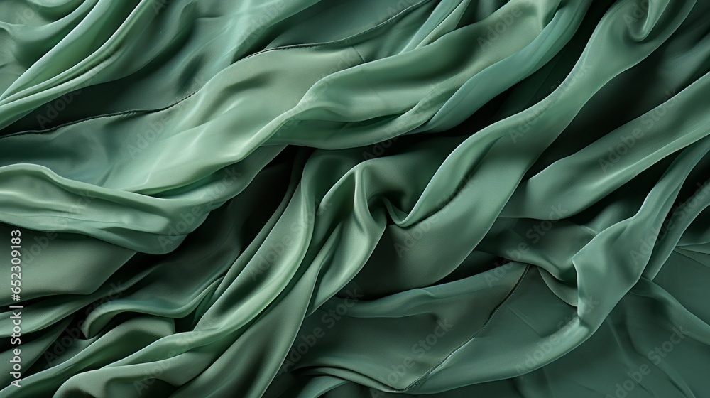 A lush emerald silk fabric glimmers in the light, its beauty and texture evoking a sense of mystery and adventure A lush emerald silk fabric glimmers in the light, its beauty and texture evoking a sense of mystery and adventure
