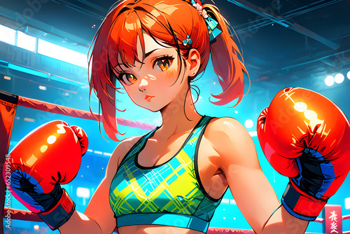 portrait Neon boxer Girl.
Generative AI
