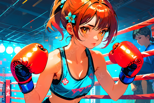 portrait Neon boxer Girl.
Generative AI
