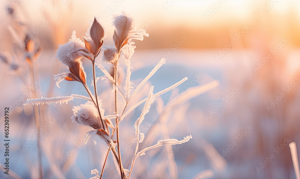 Frozen white roses in a frosty field. Frozen white roses in a frosty field.