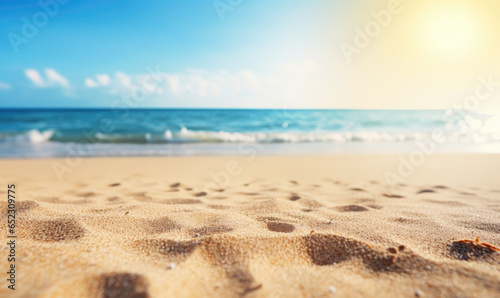 Tranquil beach scene with golden sunlight.