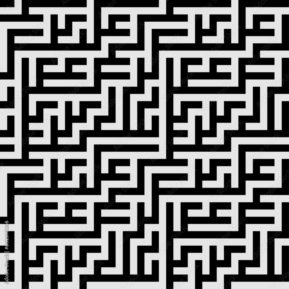Seamless Black and White Pattern with Maze, Abstract Pattern Seamless Black and White Pattern with Maze, Abstract Pattern