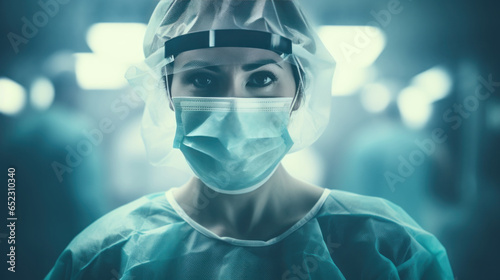 Portrait of a woman physician in surgical mask