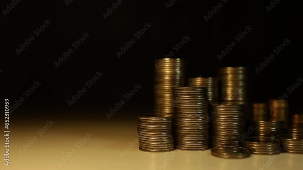 Financial growth, finance wealth and prosperity. A stack of coins in the form of a night city. An abstract image in the form of coins that resembles the skyscrapers of New York city. Success concept. Financial growth, finance wealth and prosperity. A stack of coins in the form of a night city. An abstract image in the form of coins that resembles the skyscrapers of New York city. Success concept.