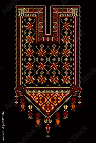 Embroidery vector Tatreez template , Palestinian fashion neck ornament