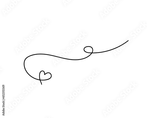 heart line. Continuous line drawing.Vector Illustration for heart, love, valentine, wedding. one line art style isolated on white background. Minimalism hand drawn style. doodle decoration