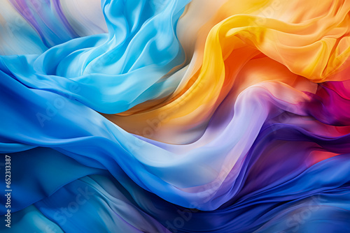 Macro photography emphasizing the vivid swirls in tie-dye textile patterns 