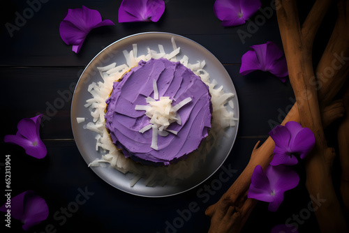 Ube Macapuno Cake, purple yam and coconut delight photo