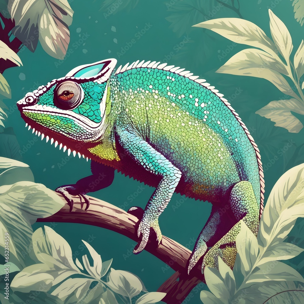 Obraz premium Chameleon illustration AI Generative