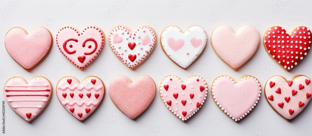Valentine s sugar cookies with heart shapes and festive icing Valentine s sugar cookies with heart shapes and festive icing