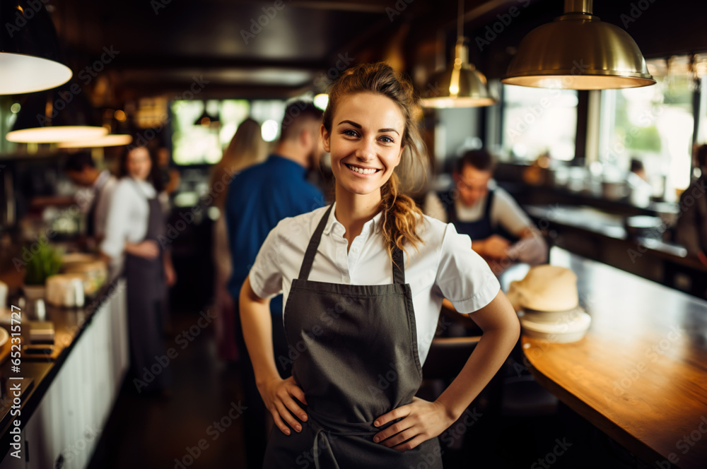 Photo of female chef in the restaurant
