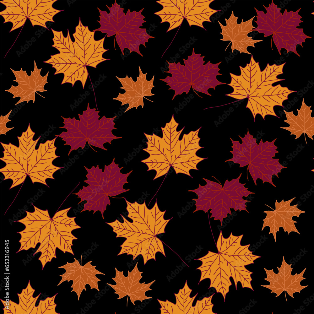 Vector seamless pattern of maple fall leaves Vector seamless pattern of maple fall leaves