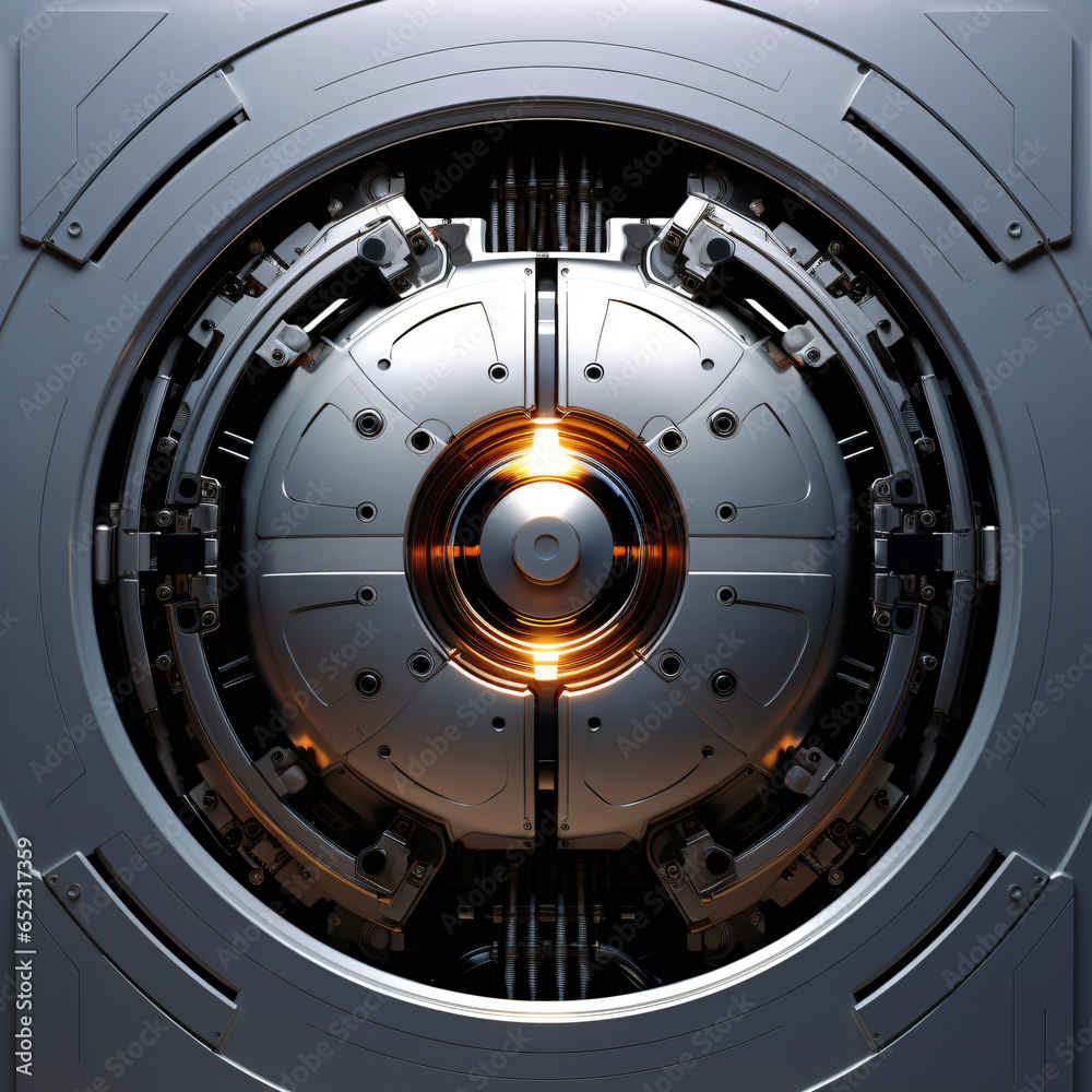 abstract and futuristic door mechanism, science fiction spaceship hatch