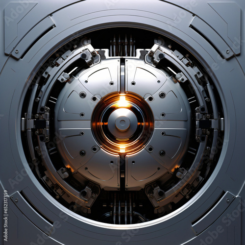 abstract and futuristic door mechanism, science fiction spaceship hatch
