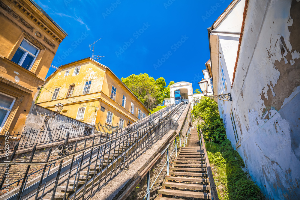 Historic cable car lift in Zagreb olf town Stock Photo Adobe Stock