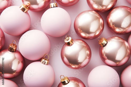 Christmas baubles, glass balls in soft pastel colors
