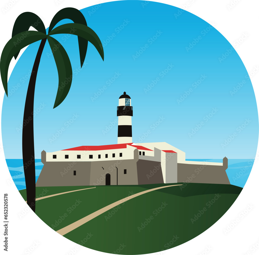 Barra Lighthouse - a touristic spot in Salvador city, Bahia Brazil