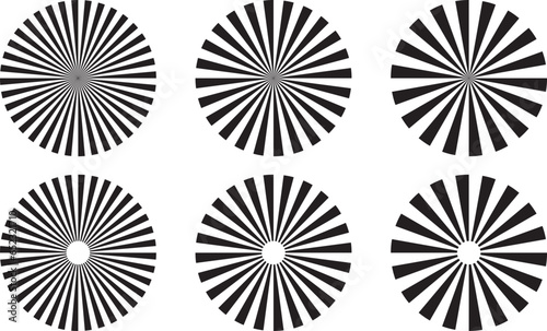 Rays icon set Sunburst element radial stripes set.