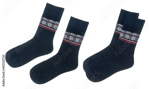 Pair of Nordic style socks isolated on white