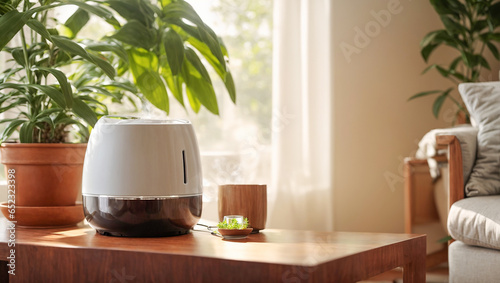 Humidifier in the living room  plants in flowerpots