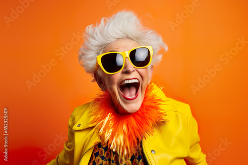 Photo of senior woman with funky look