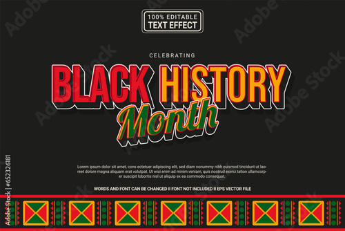 Editable text effect Black history month 3d cartoon template stlye modren premium vector