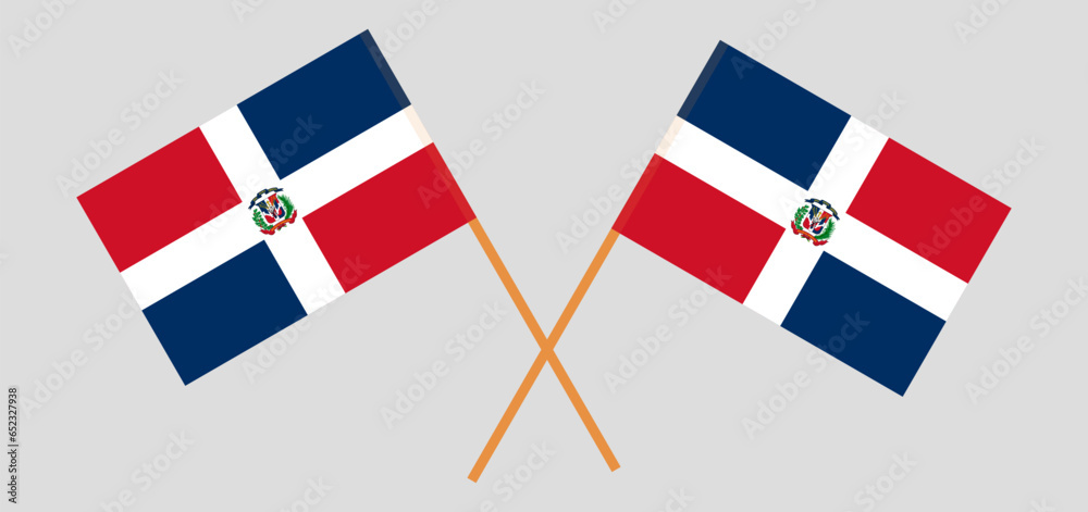 Crossed flags of Dominican Republic. Official colors. Correct proportion